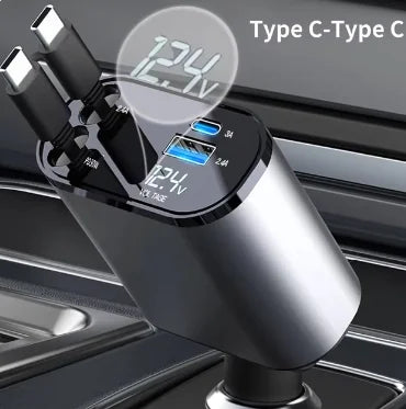 Techome | USB-C Retractable Car Charger